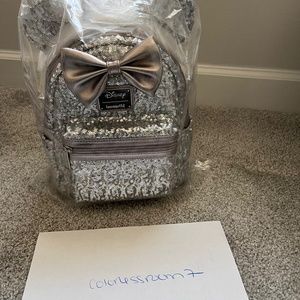 Silver sequins loungefly NWT